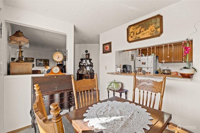 dining room featuring a textured ceiling