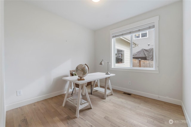 office featuring light hardwood / wood-style flooring