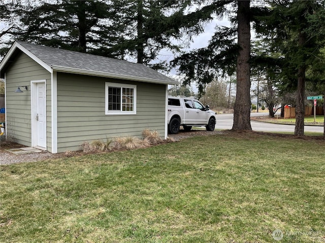 exterior space with an outbuilding