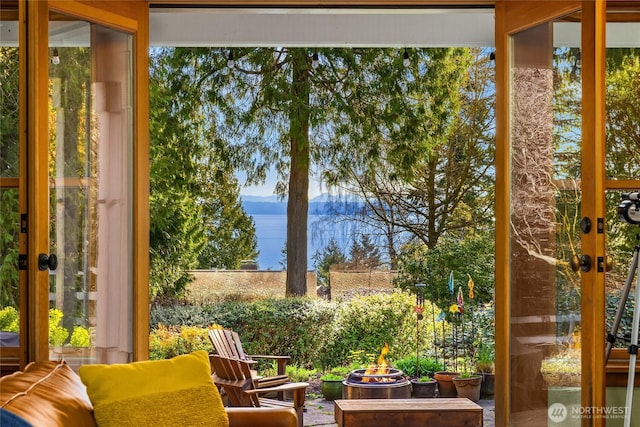 exterior space featuring a mountain view