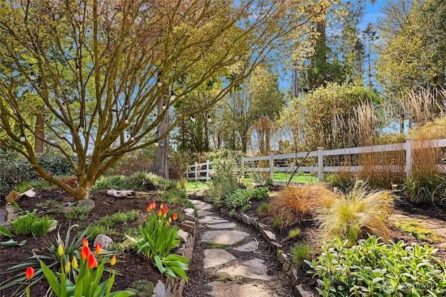 view of yard featuring fence