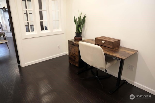 office area featuring dark hardwood / wood-style floors