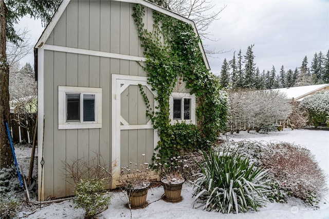 view of snow covered structure