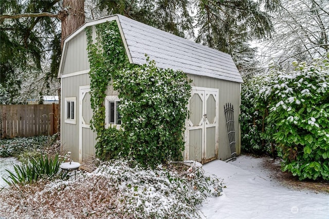 view of snow covered structure