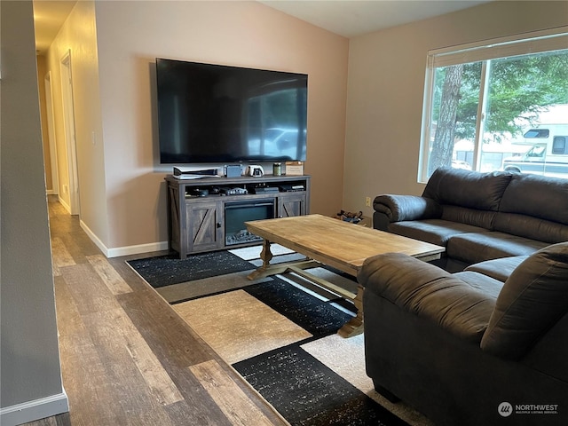 living room featuring light wood-type flooring