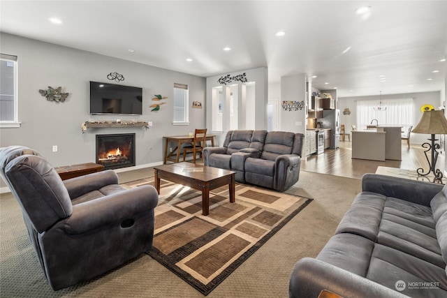 living room featuring light hardwood / wood-style floors