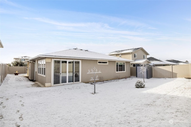 view of snow covered property