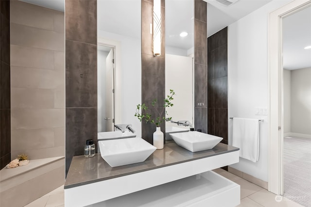 bathroom featuring vanity and tile patterned floors