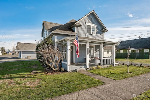 view of front of property featuring a porch and a front yard