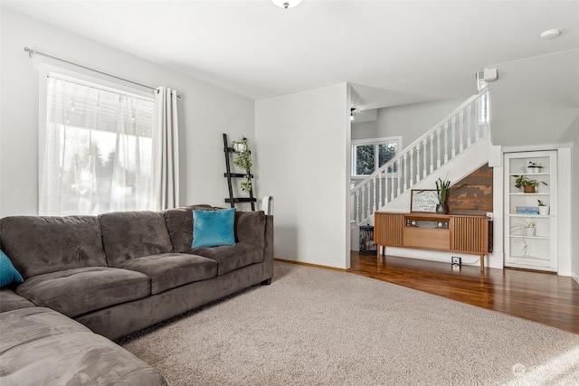 living room with wood-type flooring