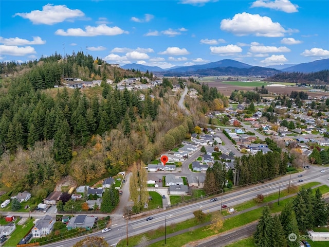 bird's eye view with a mountain view