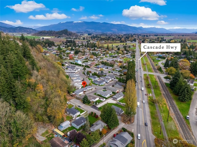 aerial view featuring a mountain view