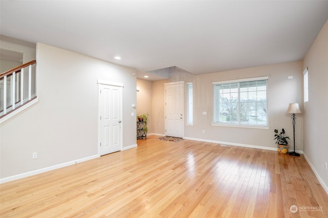 interior space with light hardwood / wood-style flooring