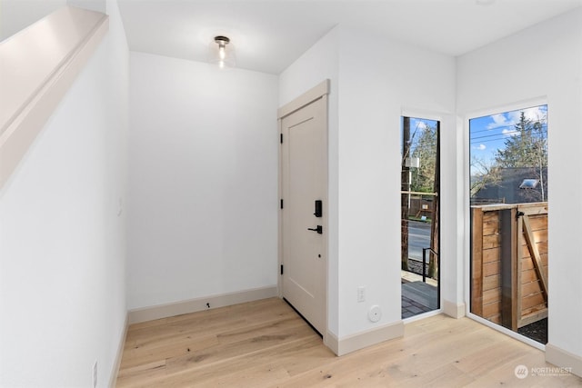 entrance foyer with light hardwood / wood-style flooring