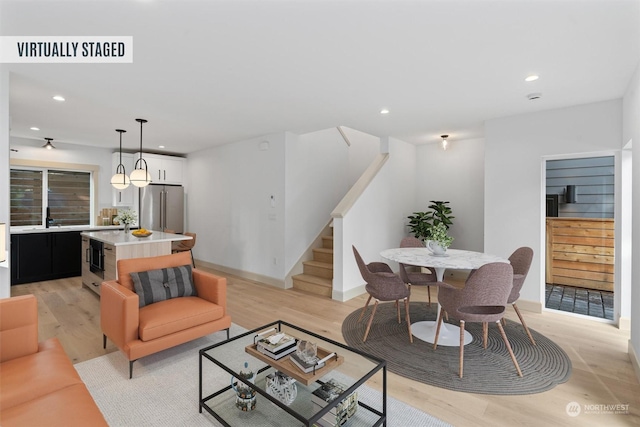 living room featuring light hardwood / wood-style floors