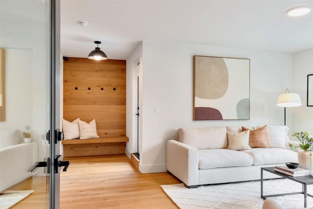 living room with hardwood / wood-style flooring