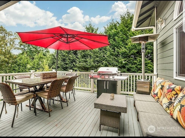 deck with area for grilling