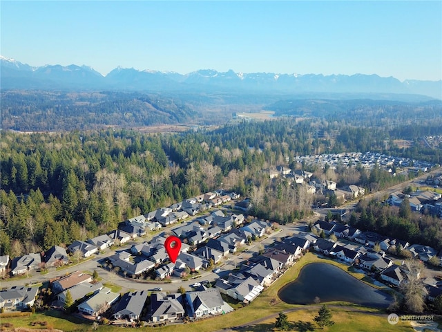 aerial view featuring a mountain view