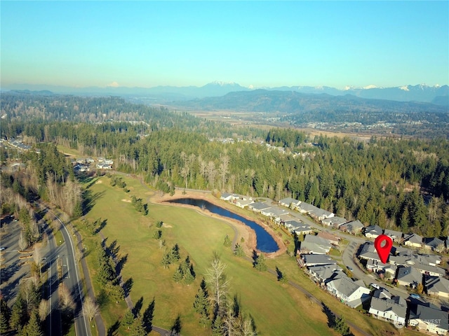 drone / aerial view with a mountain view