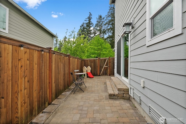 view of patio featuring a fenced backyard