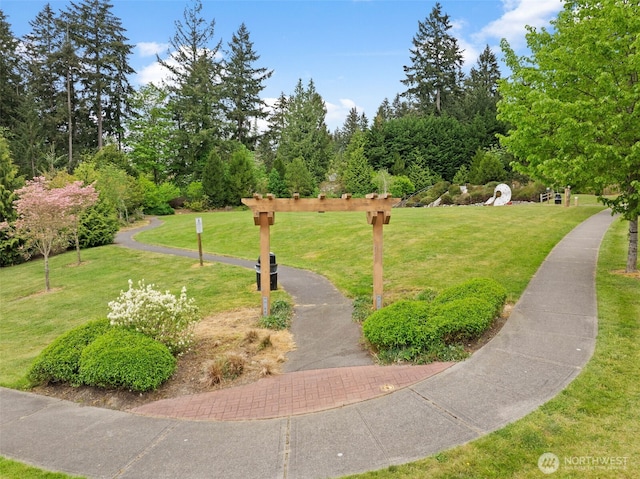 surrounding community with a yard