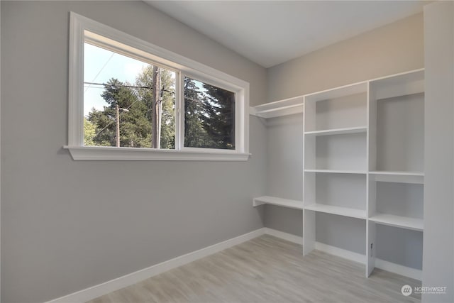 walk in closet featuring light hardwood / wood-style floors