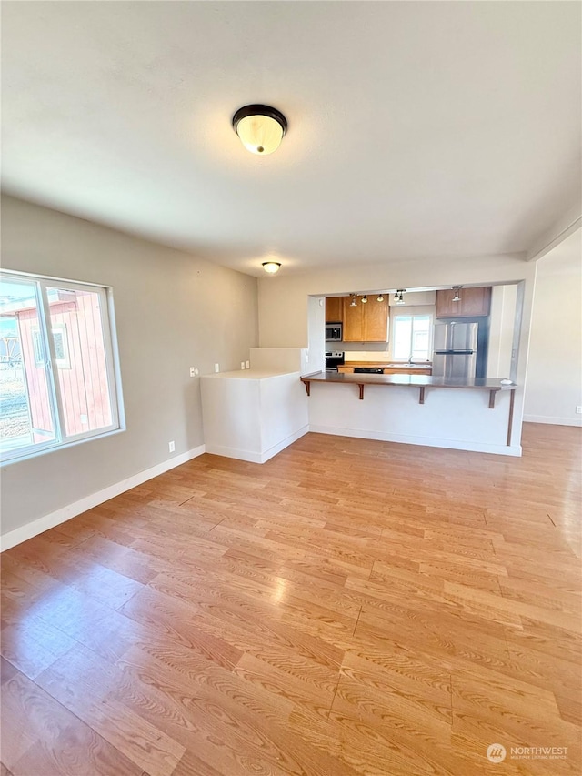 unfurnished living room featuring light hardwood / wood-style flooring