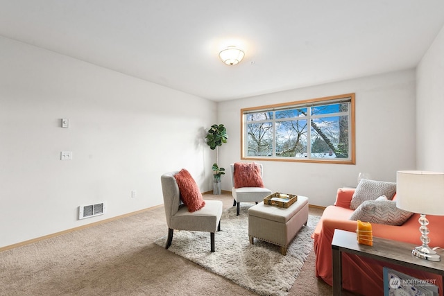 sitting room featuring carpet flooring