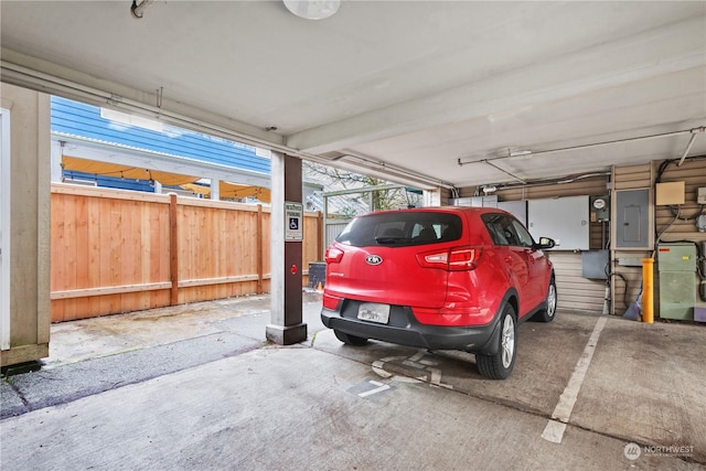 garage with electric panel