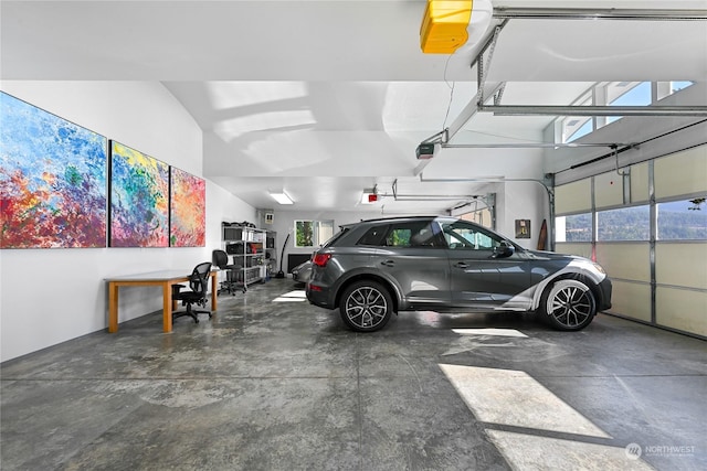 garage with a garage door opener