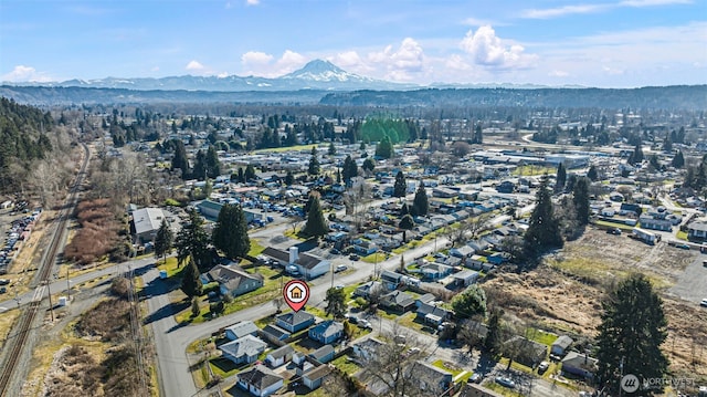 bird's eye view featuring a mountain view