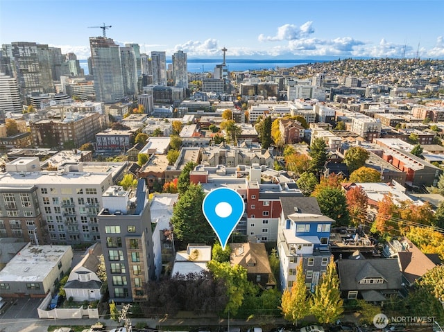 aerial view featuring a city view