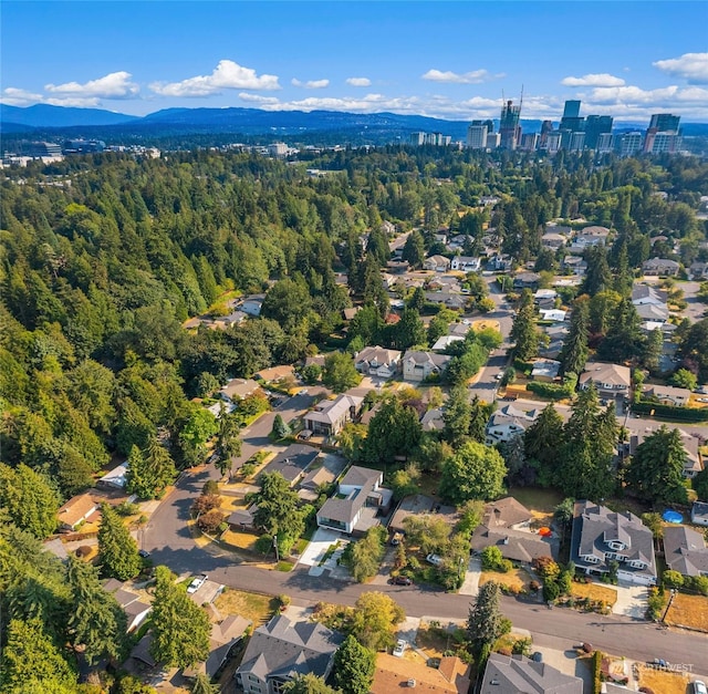 birds eye view of property featuring a mountain view