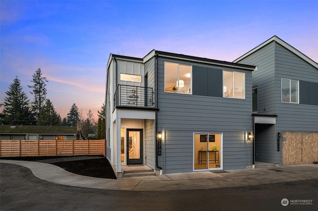 contemporary house with a balcony