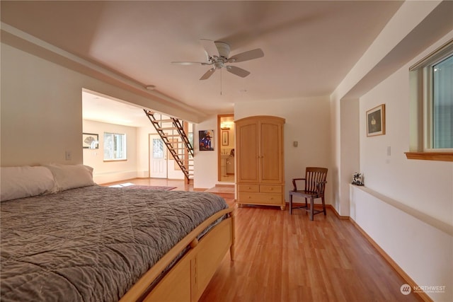 bedroom with light hardwood / wood-style floors