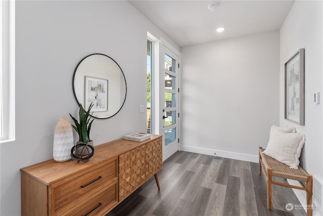 interior space with hardwood / wood-style flooring