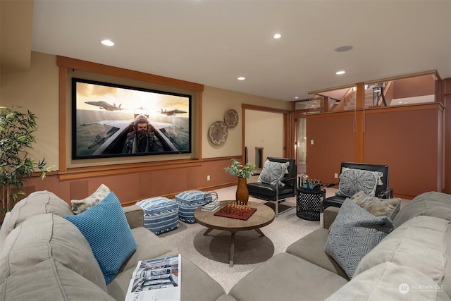 view of carpeted home theater room