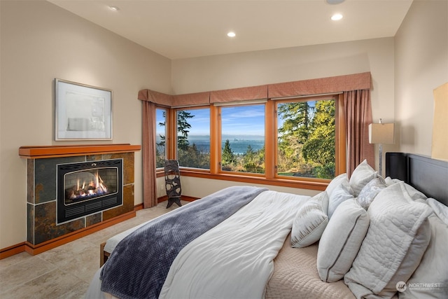 bedroom with a fireplace