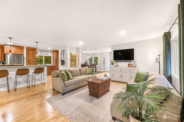 living room featuring light hardwood / wood-style flooring