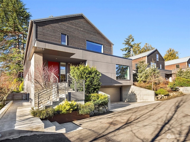 contemporary home with a garage