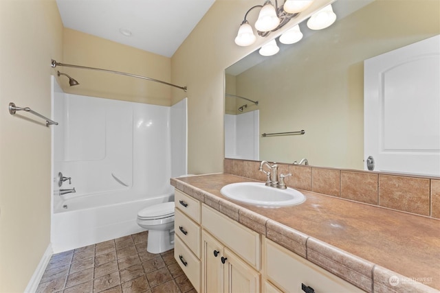 full bathroom featuring vanity, toilet, and shower / bath combination