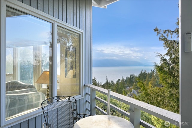 balcony with a water view