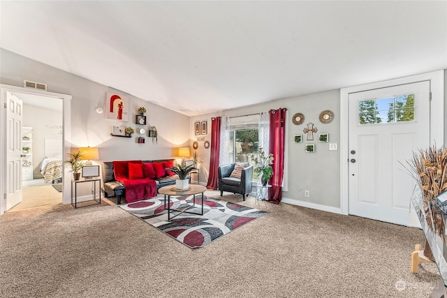 living room with carpet flooring