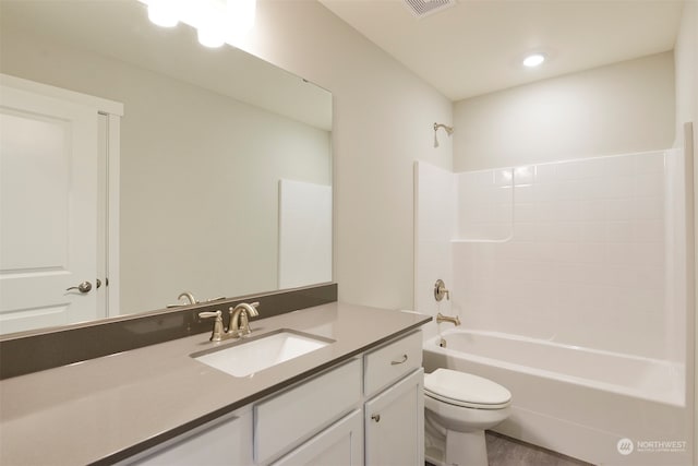 full bathroom with vanity, toilet, and shower / bath combination