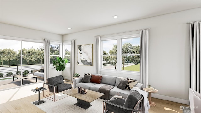 living room featuring light hardwood / wood-style flooring