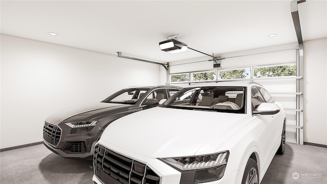 garage with a garage door opener