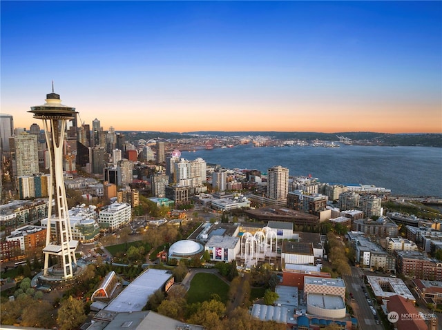 view of city with a water view