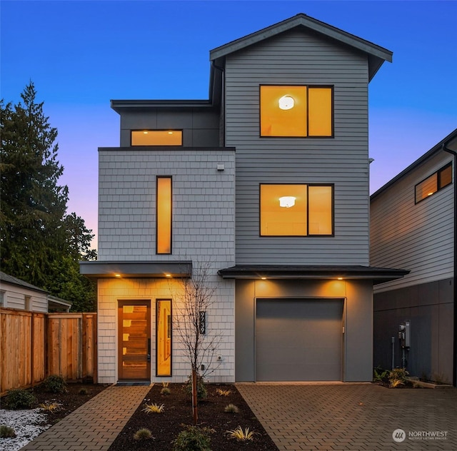 contemporary home featuring a garage