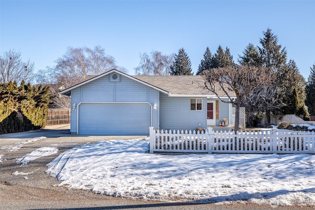 single story home with a garage