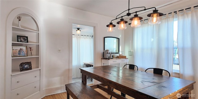 dining room featuring built in features and ornamental molding